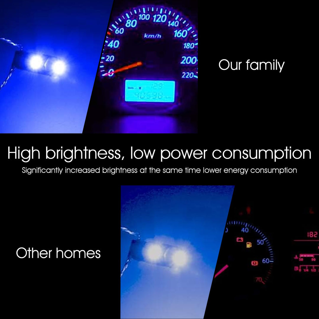 Jawmoy 10 PCS T5 Car LED Dash Lights, 6000K 100LM LED Bulbs, Car Interior Replacement Accessories, Universal for Most Cars, Trucks and Vans (Blue), JACD918BE-10PS
