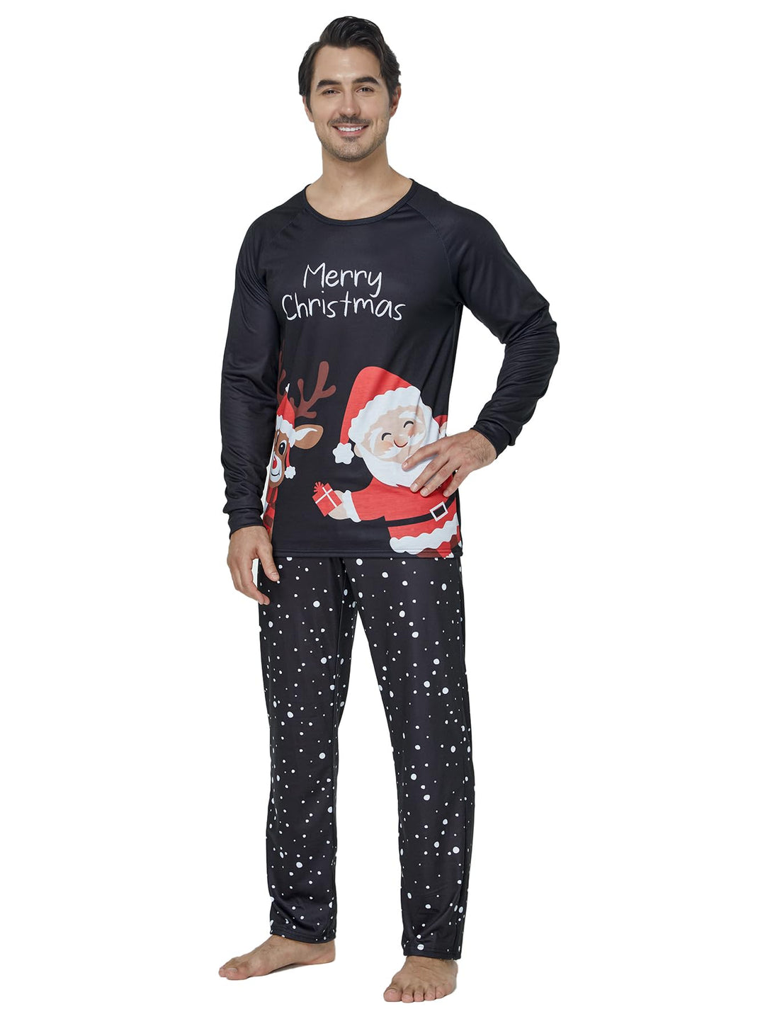 VENTELAN Family Matching Christmas Pajamas Set Holiday Santa Claus Sleepwear Xmas PJS Set for Couples and Kids,3Y Retail $16.00