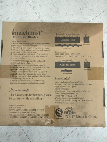 machinist Band Saw Blades, Bi-metal, Variable Tooth Retail $35.00