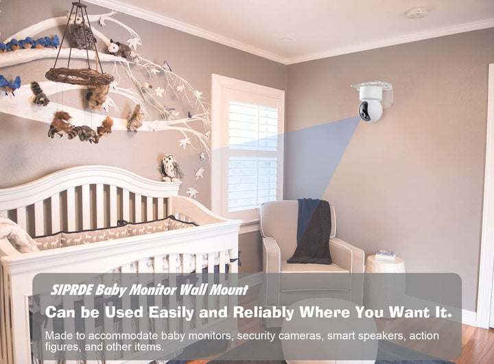 SIPRDE Acrylic Small Wall Shelf Set of 3 for Security Cameras, Speakers, Baby Monitors & More - 4'' Universal Adhesive Shelf Easy to Install No Drill, with Cable Clips (Clear)