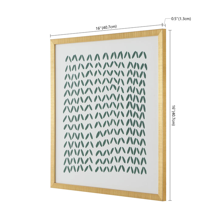 SAFAVIEH Home Collection Quiet Applause Green/Ivory 16-inch Square Mid-Century Modern Minimalist Framed Wall Art for Bedroom, Living Room, Foyer, Dining Area, Entryway