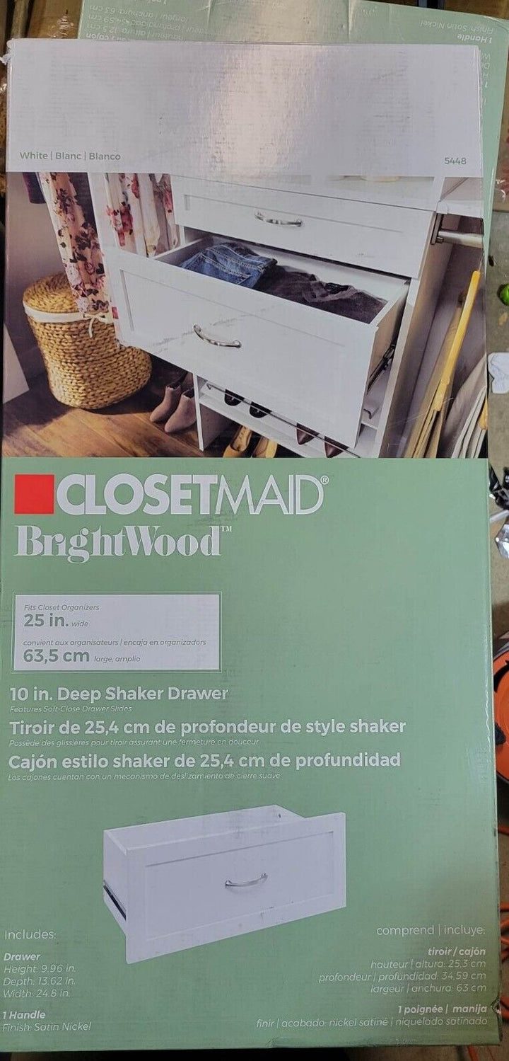 NEW Closet Maid 5448 Bright Wood 25x63,5 White Drawer Unit New in the Box Retail $35.00