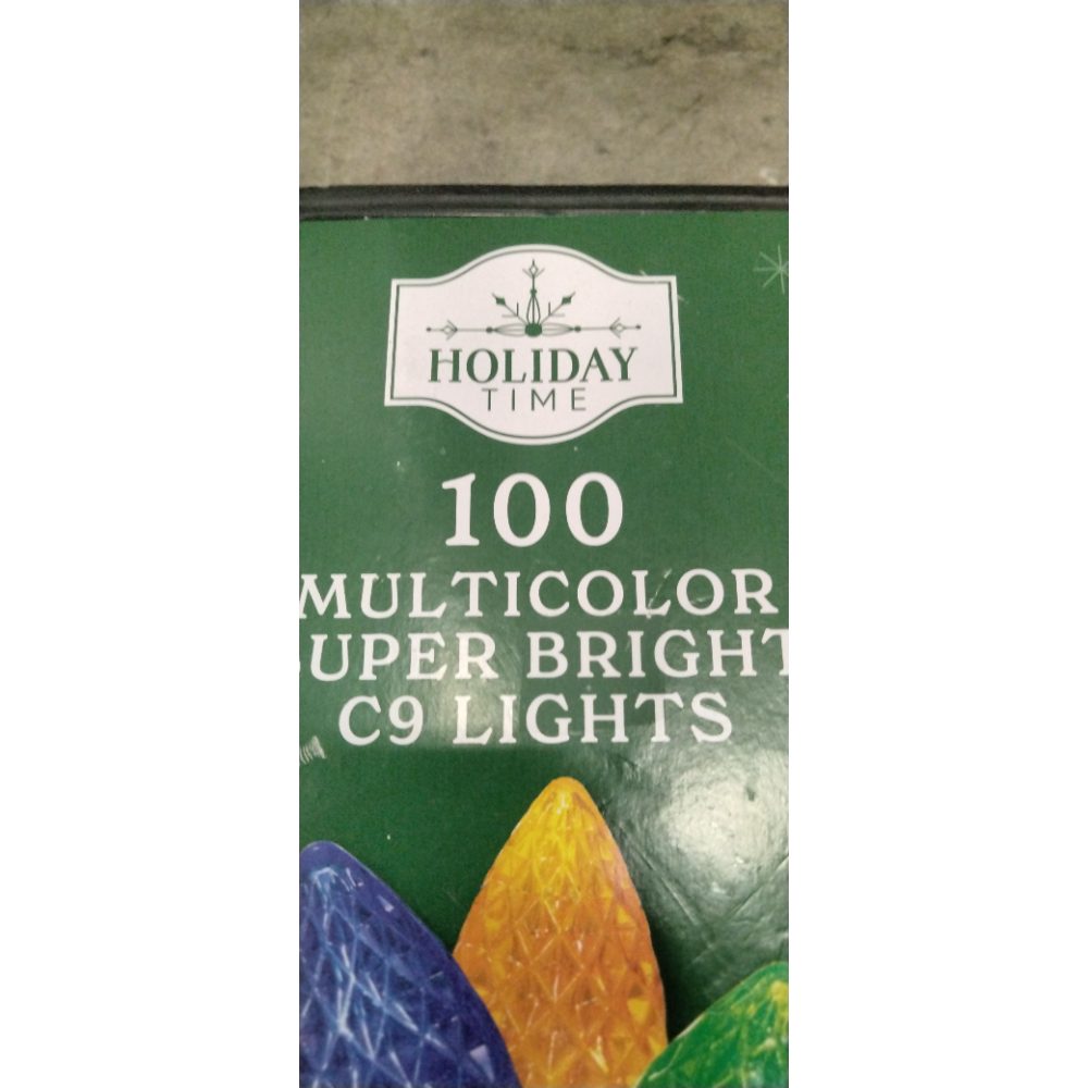 Holiday Time 100 Multicolor Super Bright C9 Lights - LED, 58.5 ft Lighted Length Retail $20.00