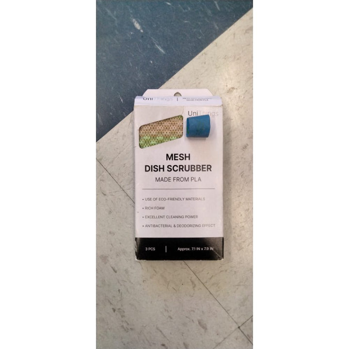 Mesh Dish Scrubber Made from Biodegradable Eco-Friendly Plant-Based Natural Material (3 PCS) - No Odor Fast Drying Non-Scratch Net for Dish Washing