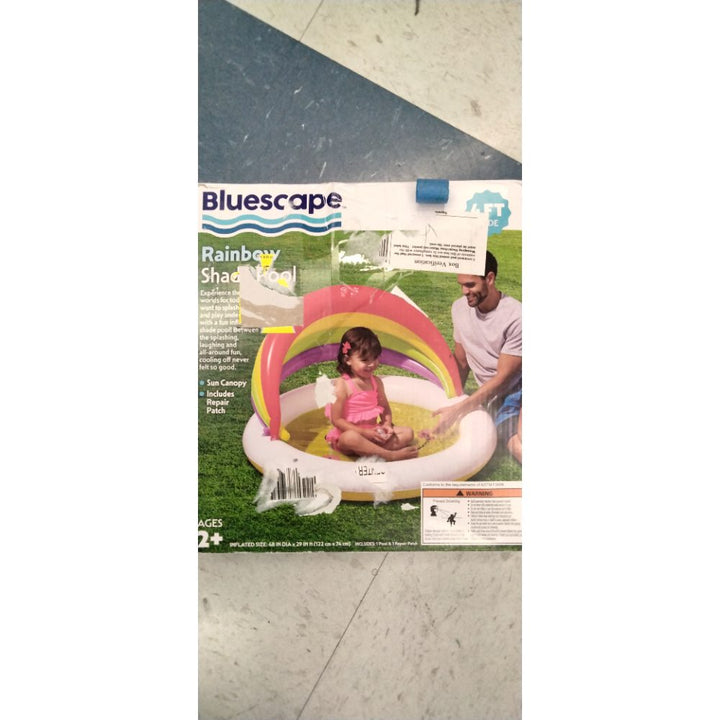 Bluescape 48â€ X 31â€ Inflatable Smiley Kiddie Pool with Rainbow Sunshade  Ages 2 & up