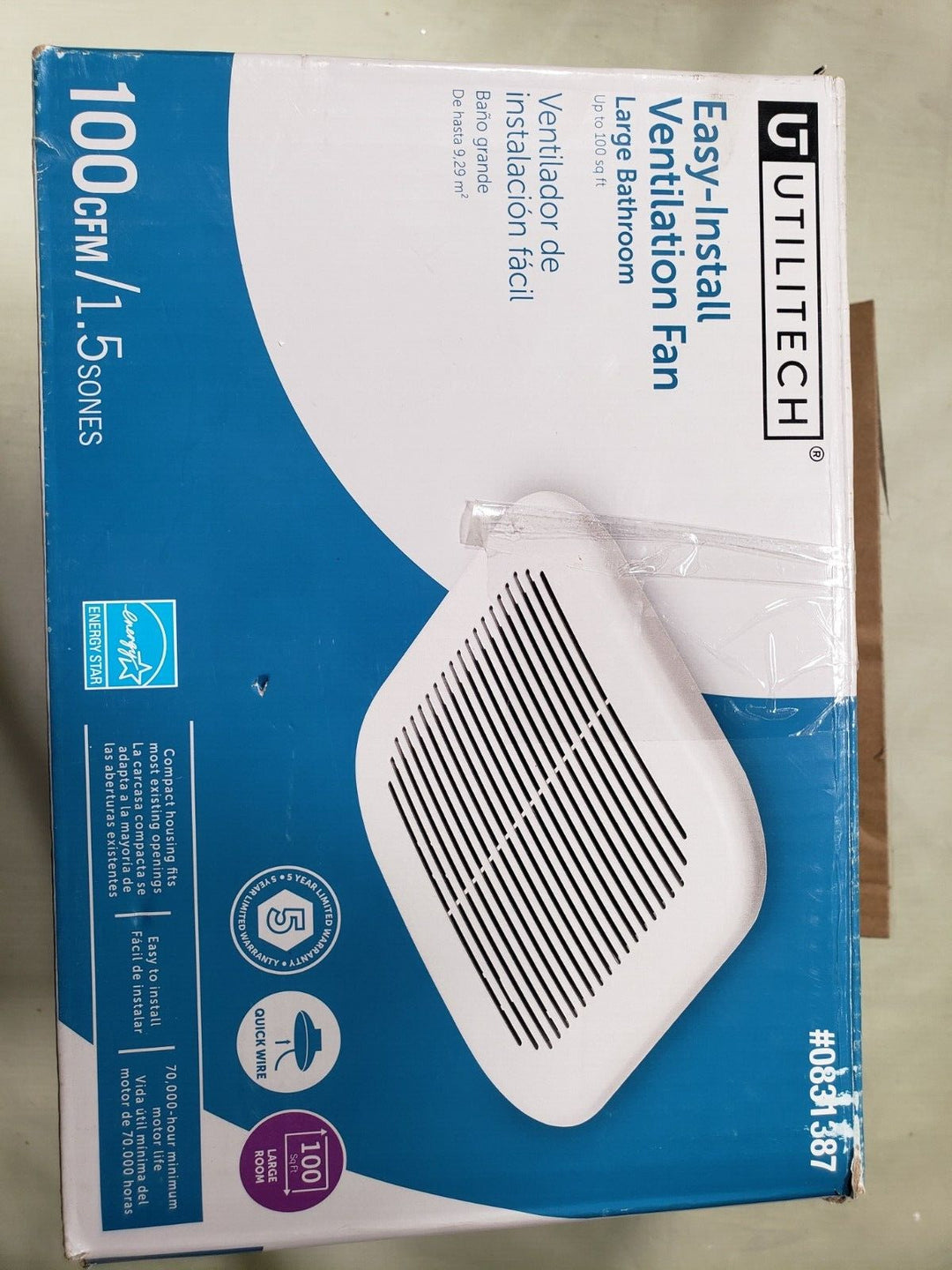 Ventilation Fan 1.5-Sone 100-CFM White Decorative Lighted Bathroom Fan (OPENBOX)