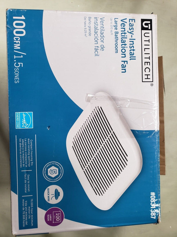 Ventilation Fan 1.5-Sone 100-CFM White Decorative Lighted Bathroom Fan (OPENBOX)