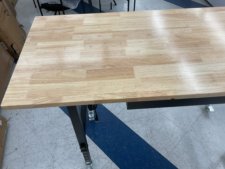 VEVOR Adjustable Workbench on wheels 2000lbs. capacity, 60x24 Oak wood top, Retail $202.90