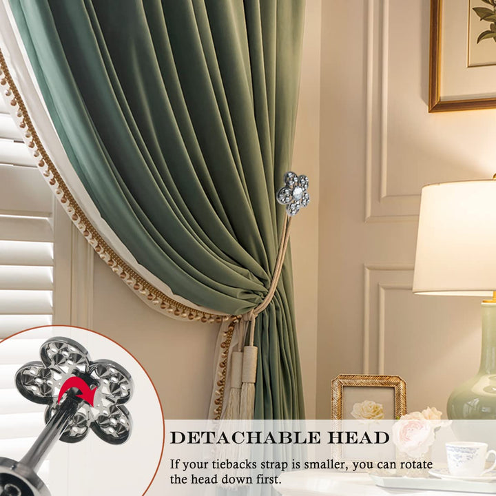 HIASTRA 2 Pcs Curtain Holdbacks, Curtain Side Holders for Wall Decorative Mounted Curtain Drapery Tiebacks, Curtain Tie Back Hook Pull Backs for Drapes Window Home Decoration (Black)
