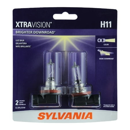 Sylvania H11 XtraVision Halogen Headlight Bulb  2 Pack  Compatible with Multiple Cars