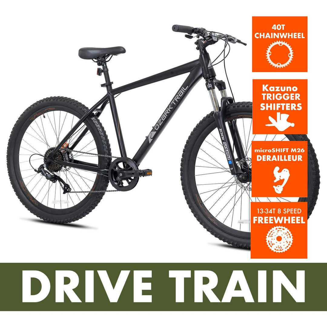 Ozark Trail 27.5  Vibe Mountain Bike  Medium Frame  Black  Adult  Unisex