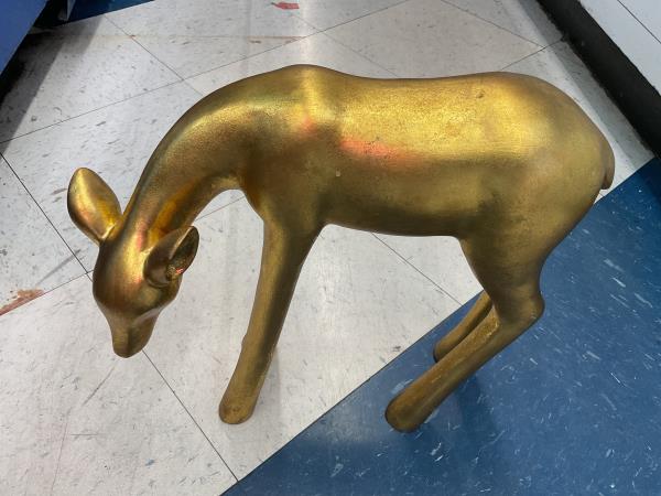 Brass Deer Sculpture - Elegant Metallic Animal Figurine Retail $150.00