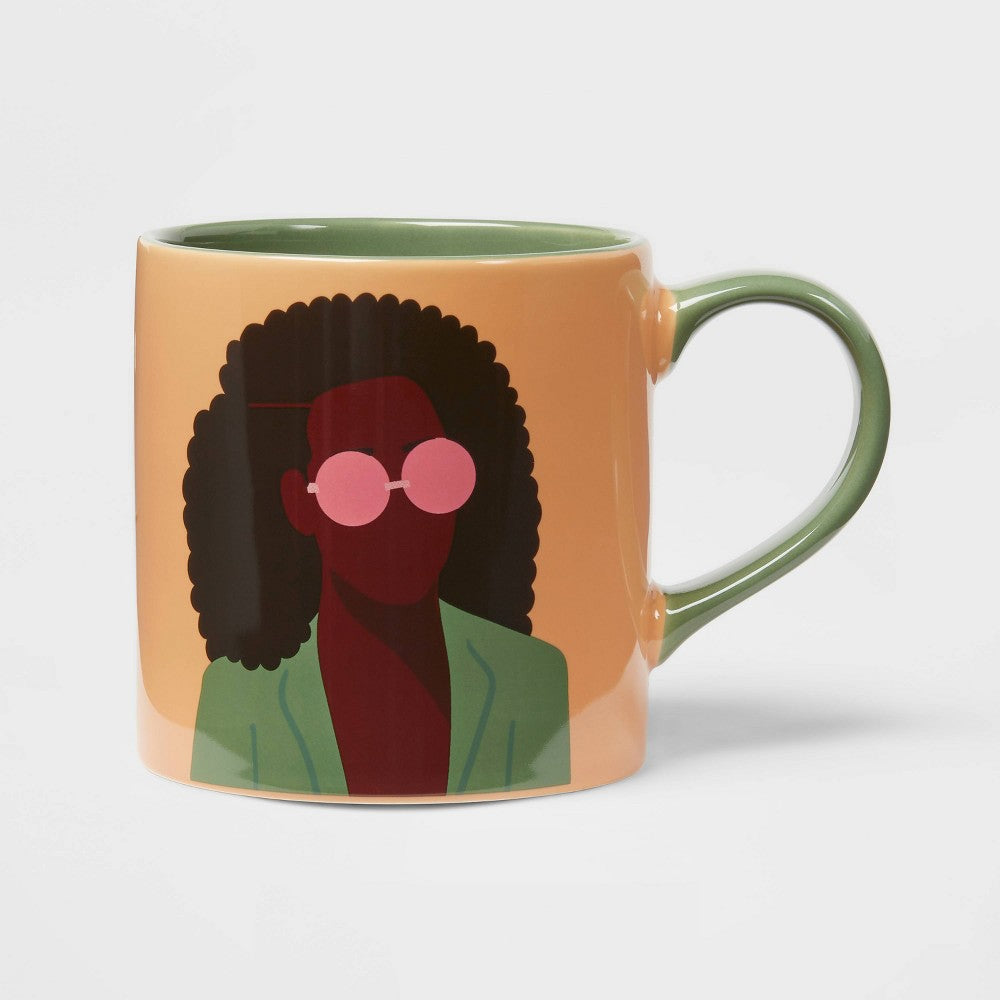 16oz Silhouette with Glasses Marilyn Mug Green/Pink - Room Essentials™ Retail $7.00