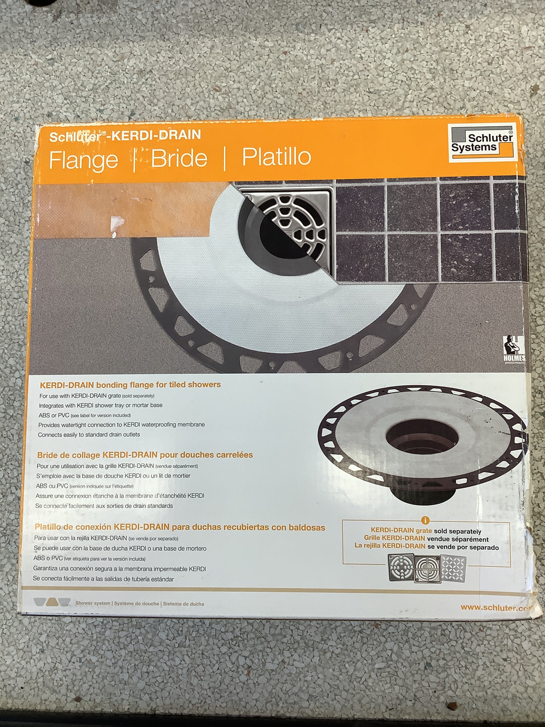 Schluter Kerdi-Drain PVC Shower Flange Kit with Preformed Waterproofing Corners - Ideal for New and Renovation Projects - 2-Inch Outlet, Easy Installation - KD2FLKPVC