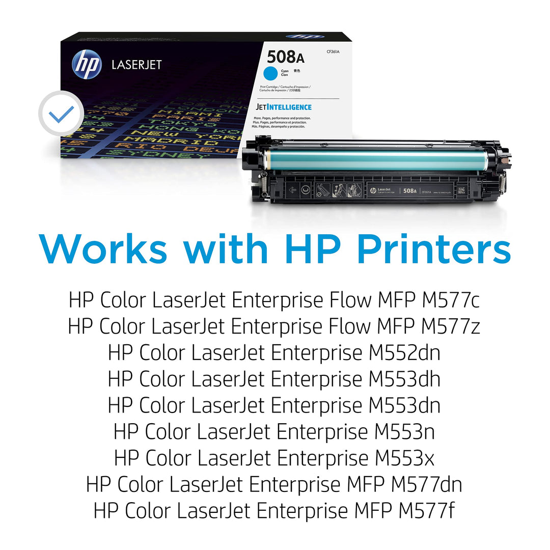 HP 508A Cyan Toner Cartridge for HP Printers | Works with Color LaserJet Enterprise M552, M553; Color LaserJet Enterprise MFP M577 Series | CF361A