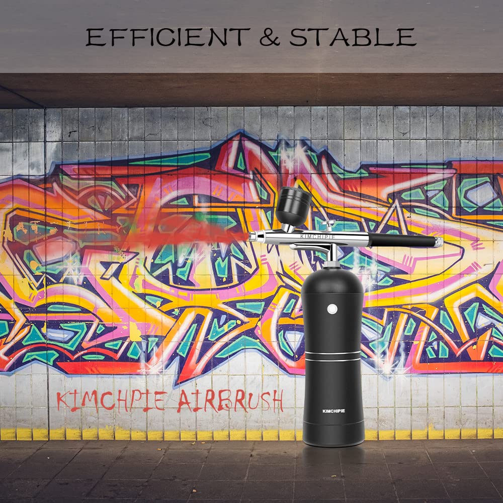 Kimchipie Cordless Airbrush Gun Kit with 30PSI Compressor Portable Handheld Mini Airbrush Kit Gravity Feed Rechargeable Airbrush for Makeup, Tattoo, Nail Art, Face Paint, Model Painting,Cake Decor