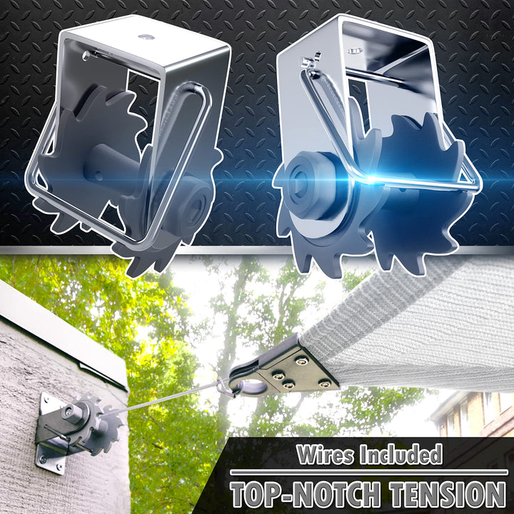 Amgo Hardware Kit Winch Set for Triangle Sun Shade Sails Canopy, Easy-Tensioning, 316 Military-Grade Stainless Steel(Winch + Hardware Kit + Cables)