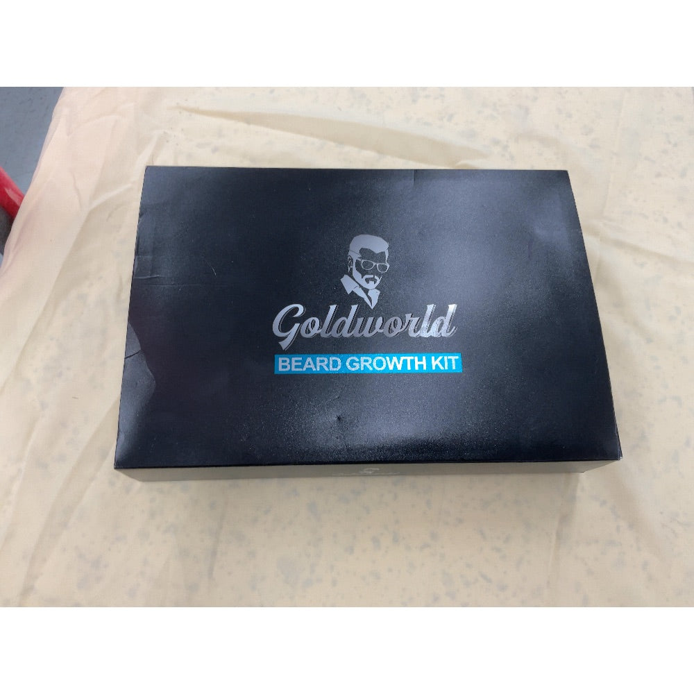 Goldworld Beard Growth Kit - Oil, Serum, Balm, Wash, Scissors, Brush