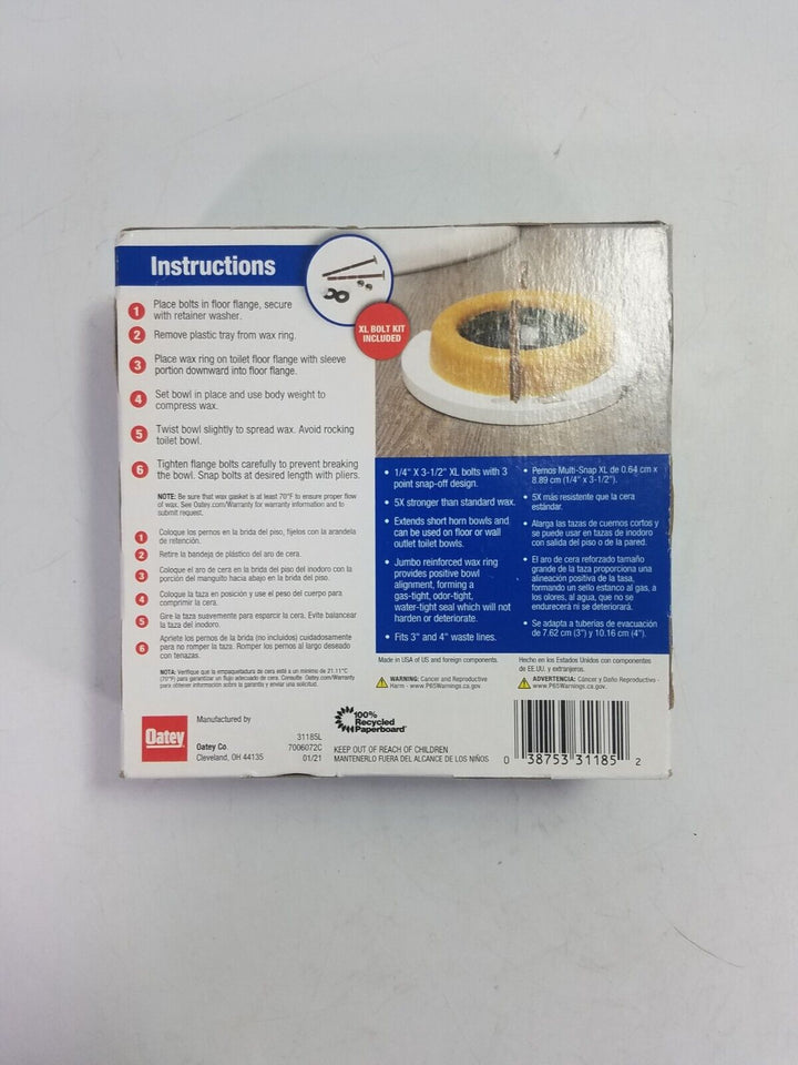 Oatey Jumbo Reinforced with Bolts Toilet Wax Ring