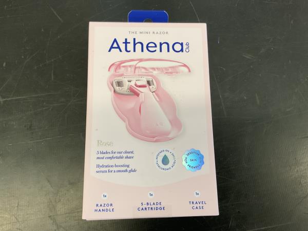 Athena Club The Mini Razor - Rose, 5-Blade Cartridge, Razor Handle, Travel Case Retail $9.97