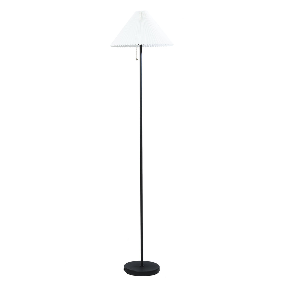 Mainstays 64  Contemporary Matte Black Metal Floor Lamp  with Pleated White Lampshade Retail $29.98