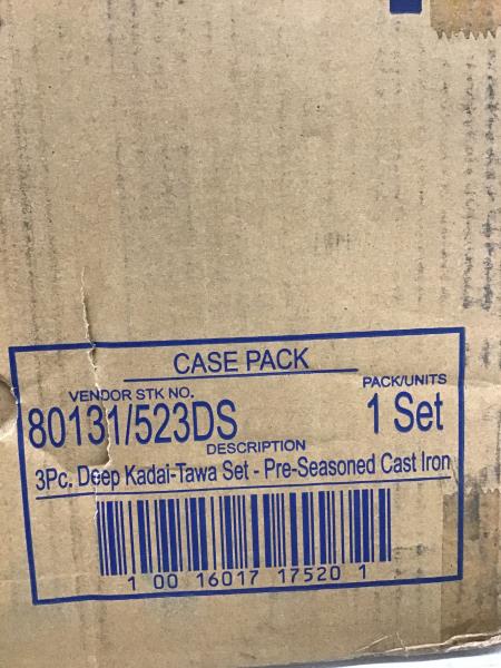 Tramontina 80131/523DS - 3-Piece Deep Kadai-Tawa Set - Pre-Seasoned Cast Iron Retail $50.00