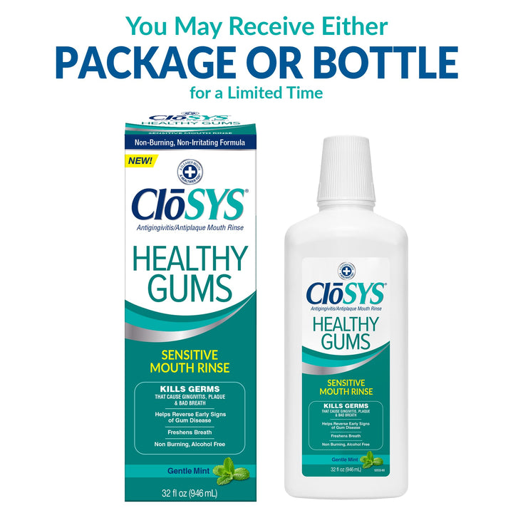 CloSYS Healthy Gums Mouthwash 32 Fl Oz, Antiplaque, Anti-Gingivitis Mouthwash, Non-Burning, Non-Irritating