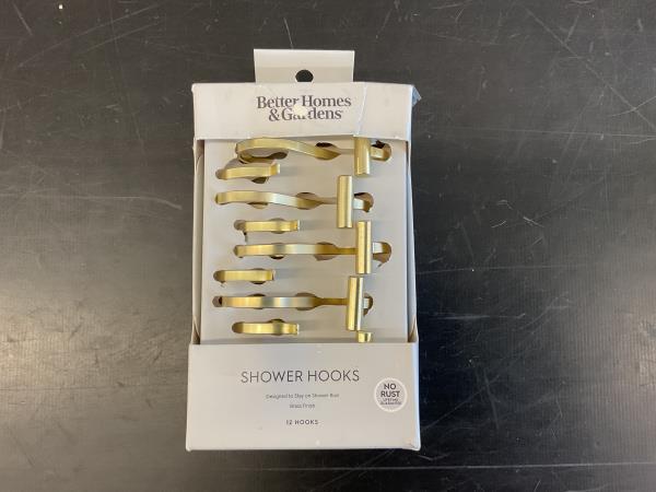 Better Homes & Gardens Shower Hooks brass finish Retail $12.74