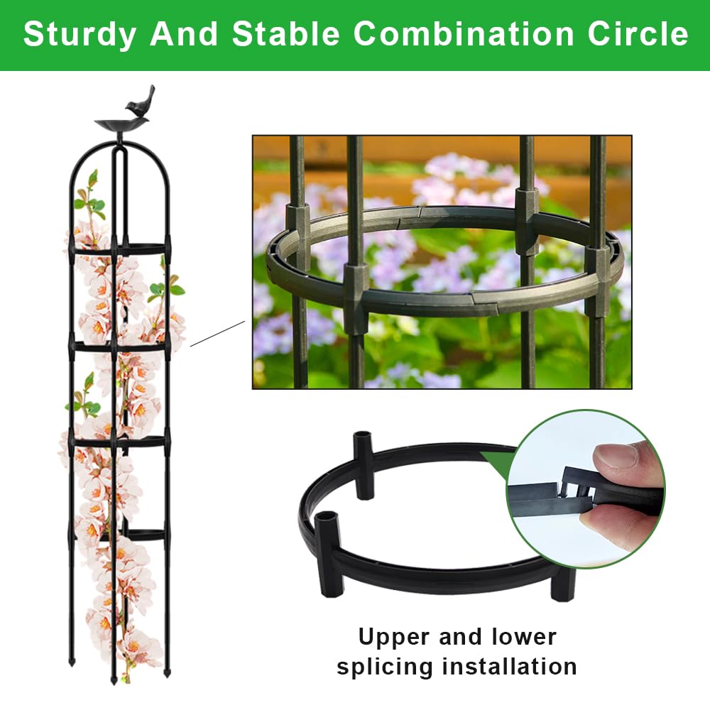 April'sWorld Garden Obelisk Trellis for Climbing Plants Outdoor, A Versatile Plant Stand for Vines, Roses, and Garden Vegetables (6FT, 2pcs)