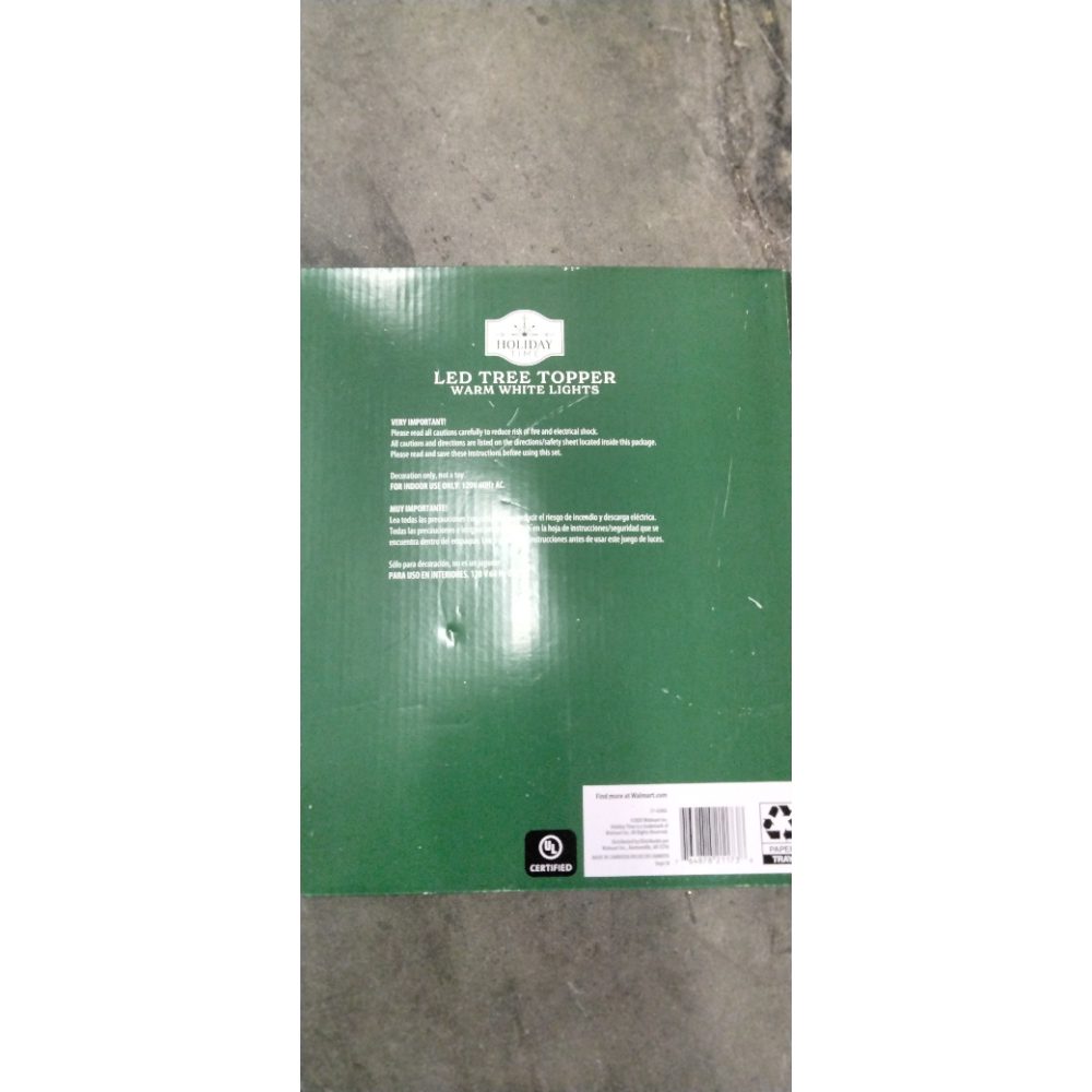 Holiday Time LED Tree Topper, Warm White Lights, 12 inch Retail $15.00