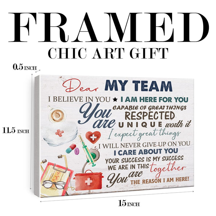 Nurse Canvas Wall Art Decor Dear My Team I Believe in You Medical Staff Team Poster Painting Framed Nurse Quote Print Sign Artwork for Home Office Decor 12 X 15 Inch