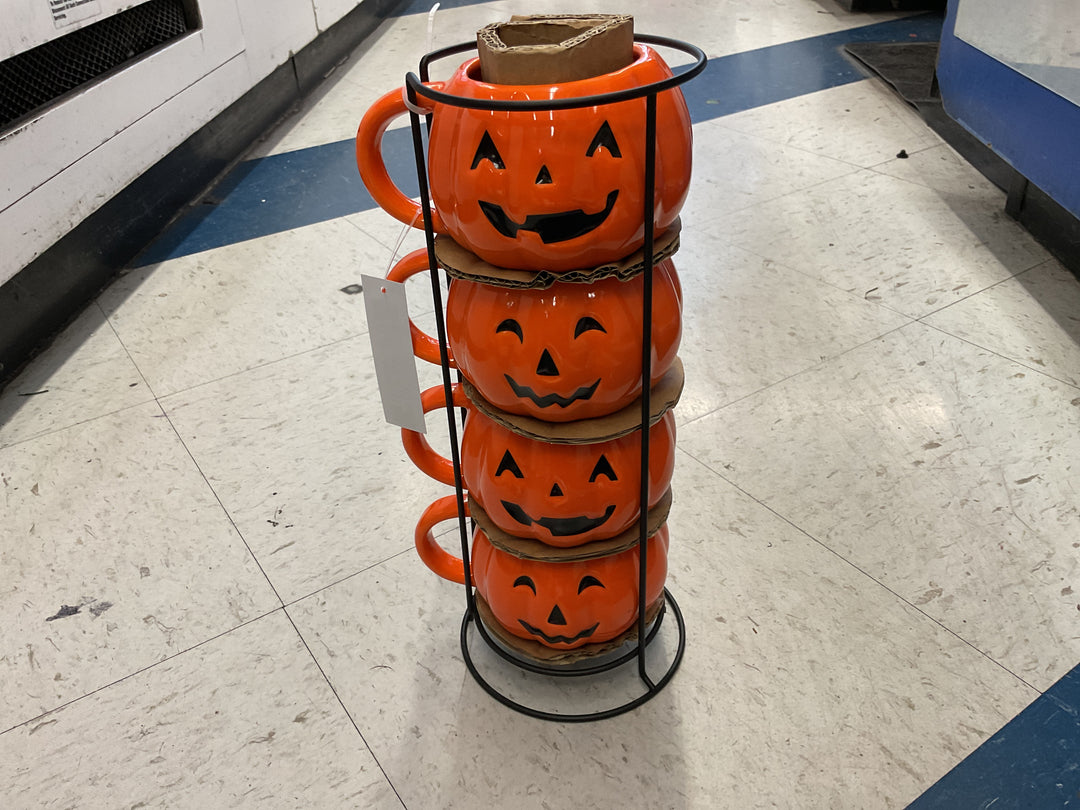 WTC PUMPKIN MUG STACK SET OF4