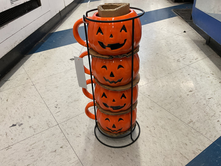 WTC PUMPKIN MUG STACK SET OF4