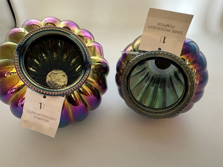 NEW Pair of 2024 Target Bullseye Playground Halloween Iridescent Glass Pumpkins