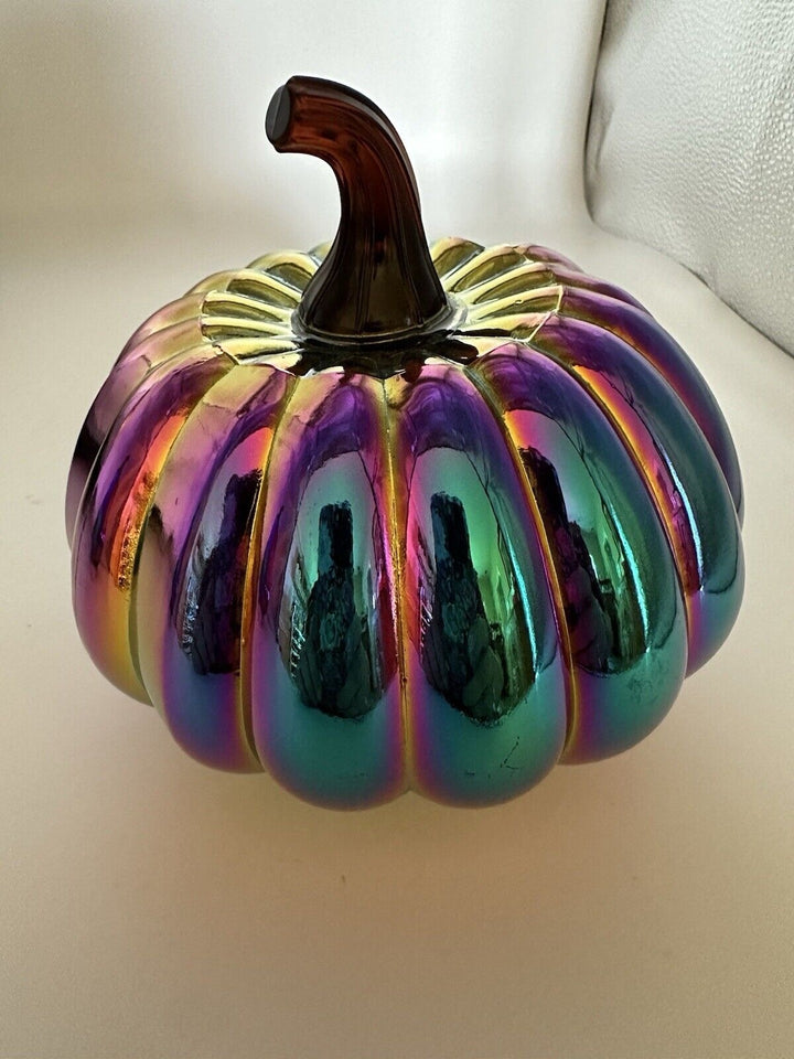 NEW Pair of 2024 Target Bullseye Playground Halloween Iridescent Glass Pumpkins
