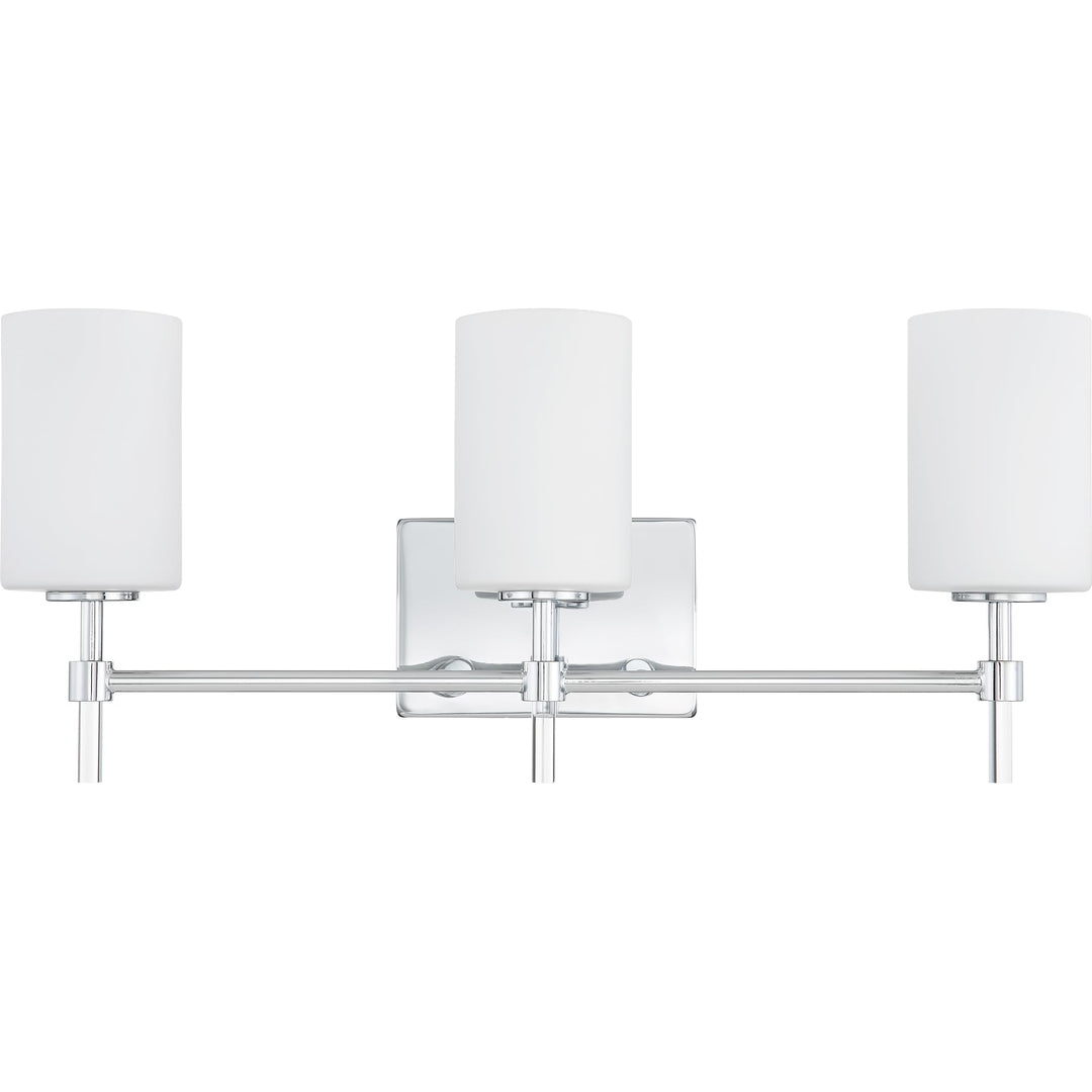 Quoizel Rossfield Vanity Light, 24 Inch 3-Light Chrome Finish with White-Etched Glass Shade Light for Bathroom, Bedroom, or Kitchen