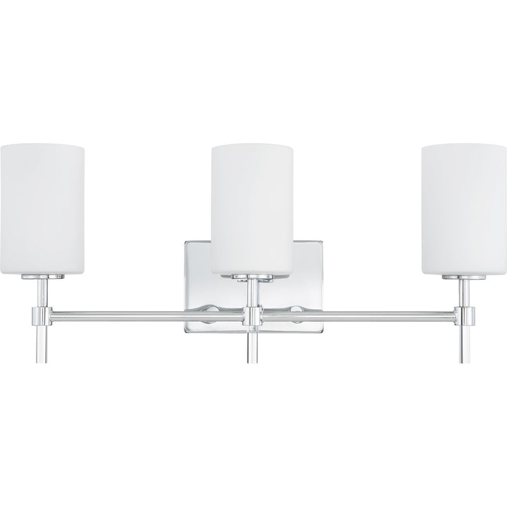 Quoizel Rossfield Vanity Light, 24 Inch 3-Light Chrome Finish with White-Etched Glass Shade Light for Bathroom, Bedroom, or Kitchen