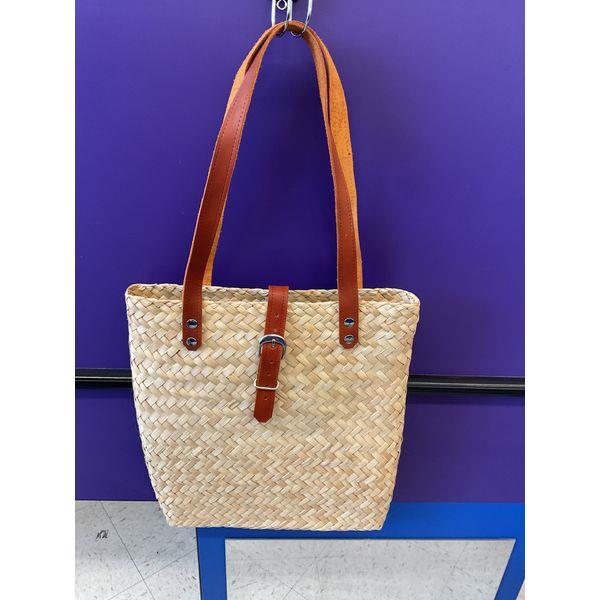 Straw Tote Bag with Leather Straps - Woven Basket Style Retail $45.00