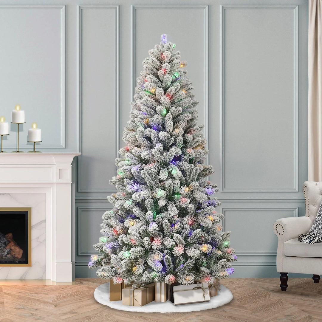 Holiday Time 6.5' Pre-Lit Green Flocked Frisco Pine Artificial Christmas Tree Retail $120.00
