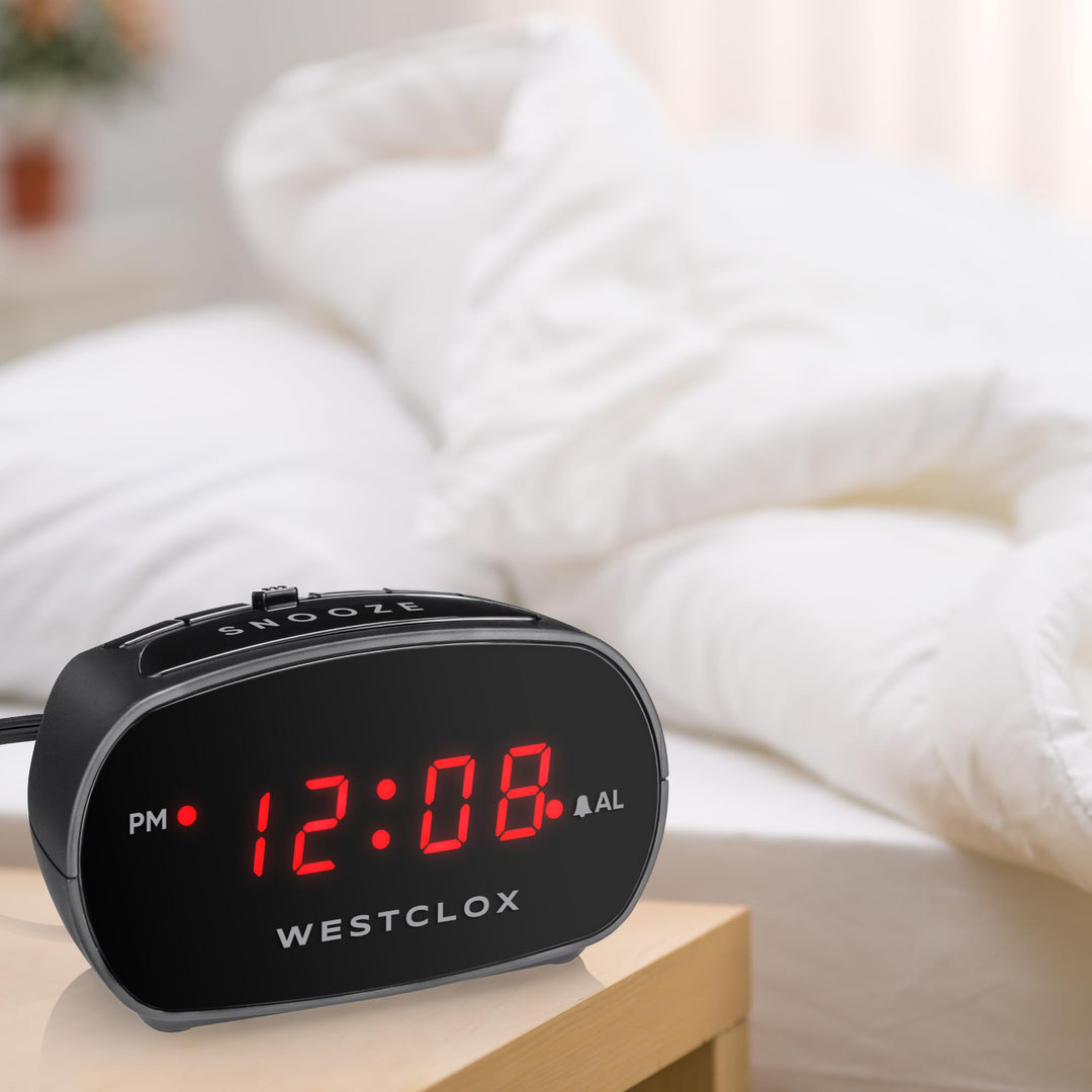 Westclox Simple Digital Alarm Clock LED Display Easy to Operate (Single Alarm)