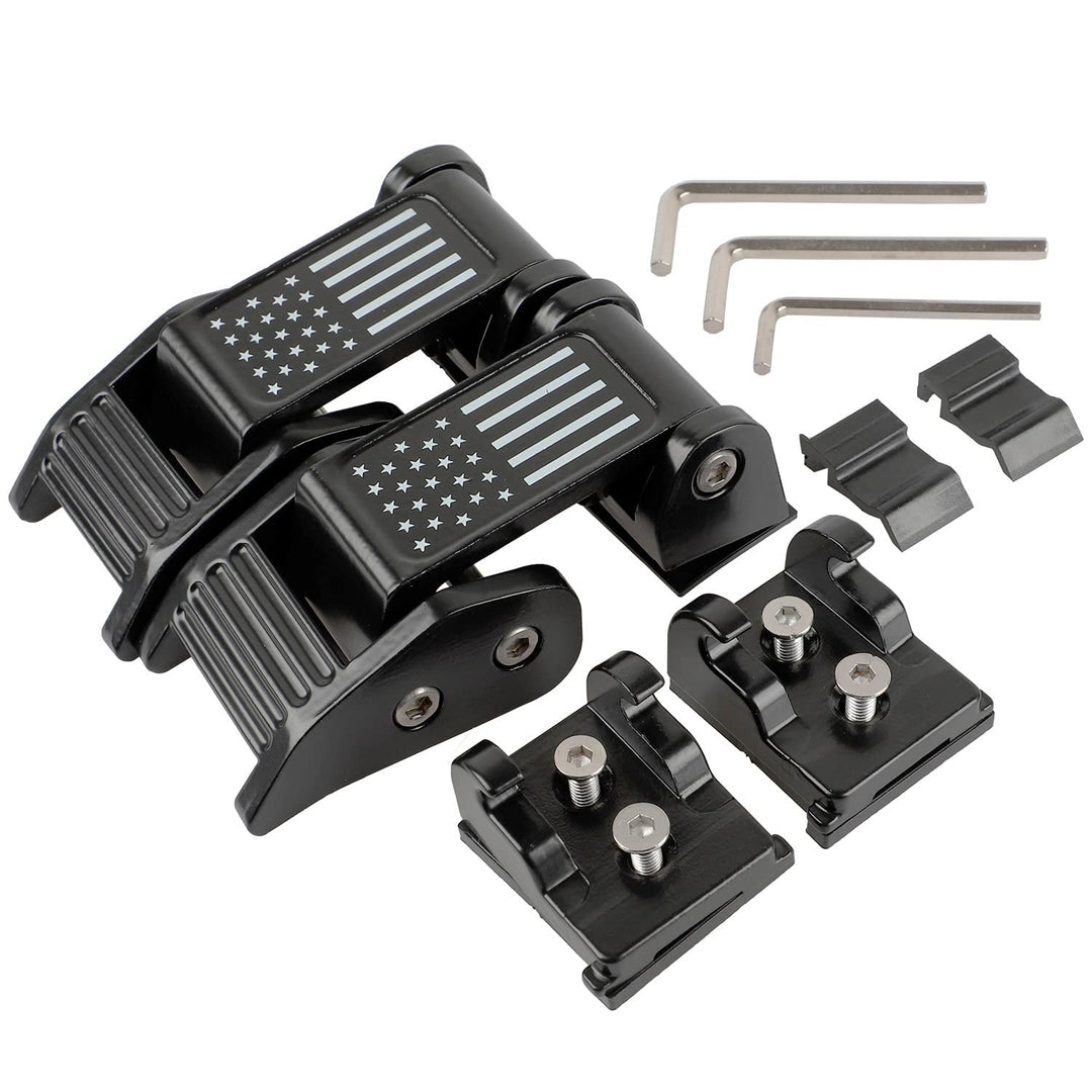 Nakuuly Hood Latches Lock Catch with U.S. Flag Style, Latch Locking Adjustable Kit Compatible with Jeep Wrangler 2007-2018 JK JKU Rubicon Sahara Sport & 2018-2025 JL JLU, 1 Pair