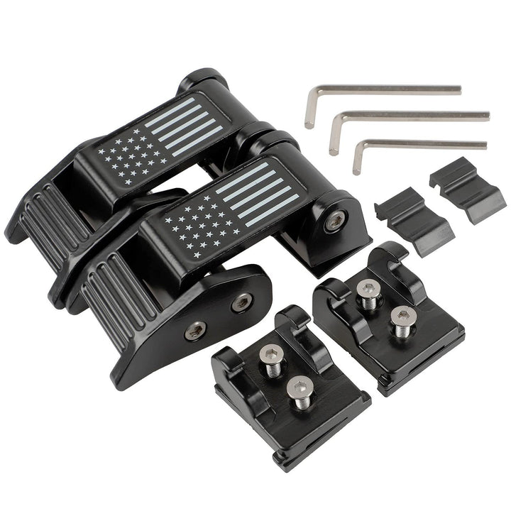 Nakuuly Hood Latches Lock Catch with U.S. Flag Style, Latch Locking Adjustable Kit Compatible with Jeep Wrangler 2007-2018 JK JKU Rubicon Sahara Sport & 2018-2025 JL JLU, 1 Pair