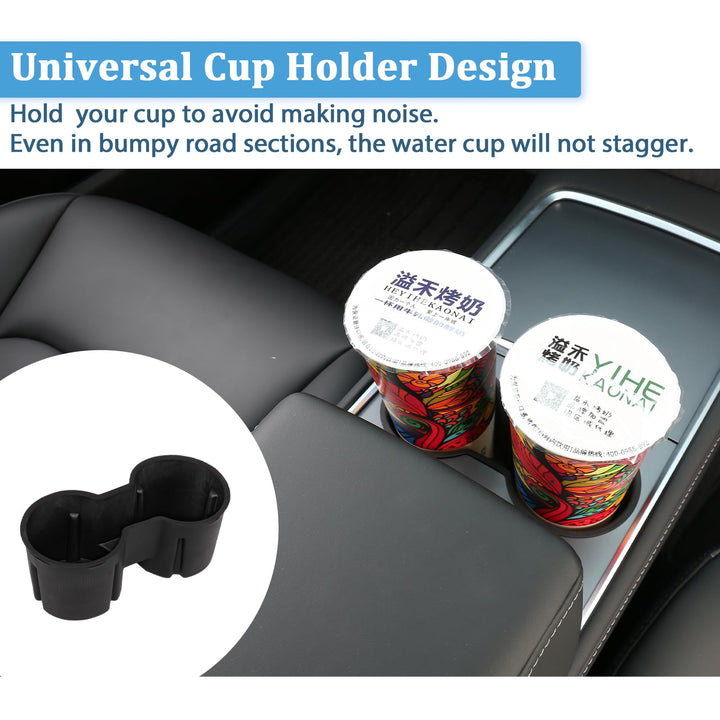 Carwiner 5 PCS Center Console Organizer Tray Compatible with 2021-2023 Tesla Model 3/Y, Cup Holder and Sunglass Holder, Flocked/Silica Rubber Armrest Hidden Cubby Drawer Storage Box Interior