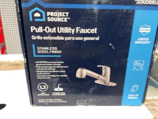 Project Source Pull-Out Utility Faucet - Stainless Steel Finish Retail $80.00