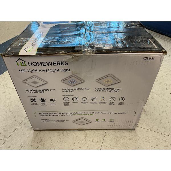 Homewerks Bath Fan with Bluetooth Speaker - LED Light and Night Light