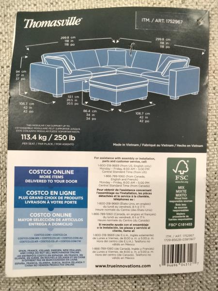 Thomasville 6-Piece Fabric Modular Sectional - Indoor Use, Assembly Required Retail $1,800.00