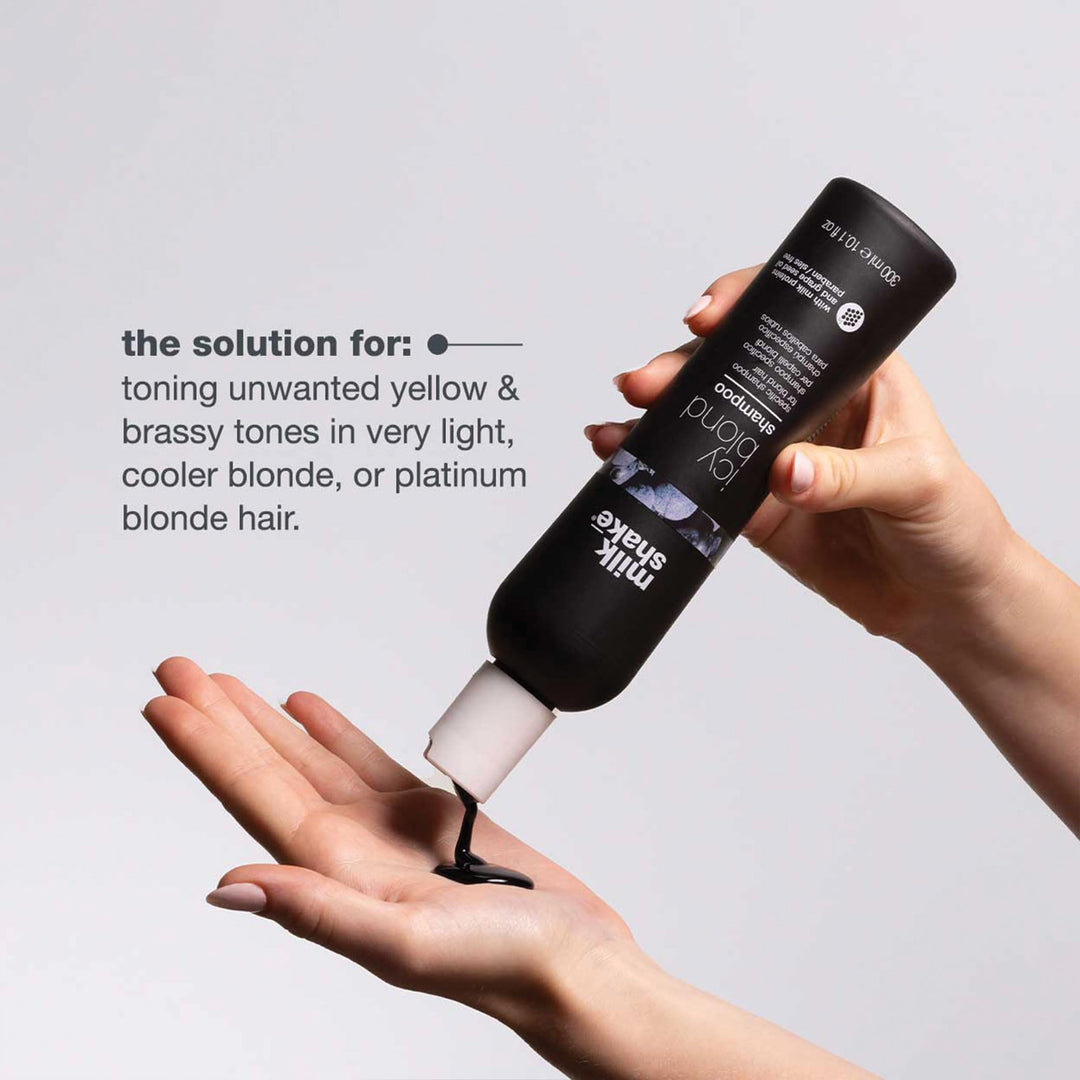 milk_shake icy blond shampoo | award winning shampoo with black pigment to cool brassy tones and enhance platinum blonde hair | ideal for maintaining icy, ash-toned color 10.1 fl oz