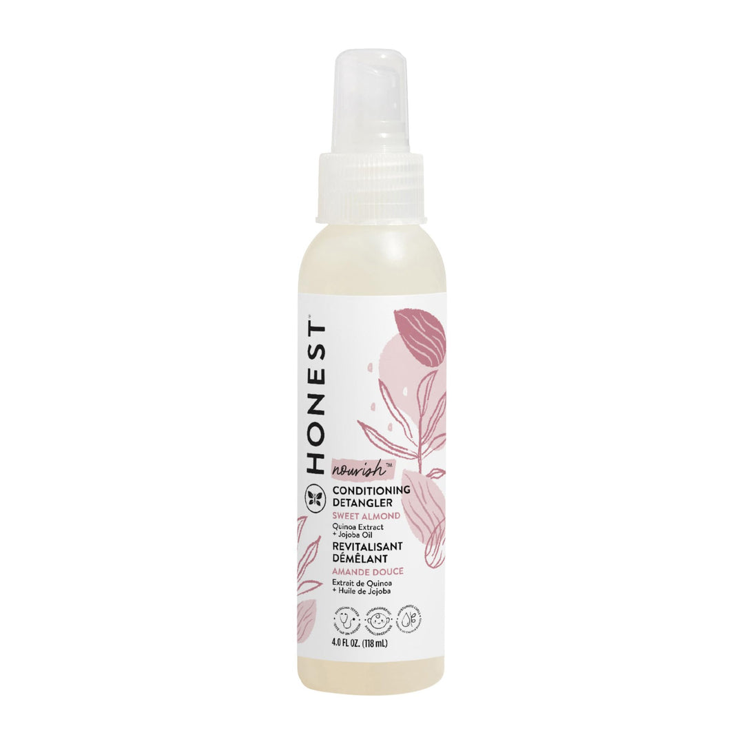 The Honest Company Conditioning Hair Detangler Leave-in Conditioner and Fortifying Spray, Tear Free, Cruelty-Free, Hypoallergenic, Almond Nourishing, 4 fl oz