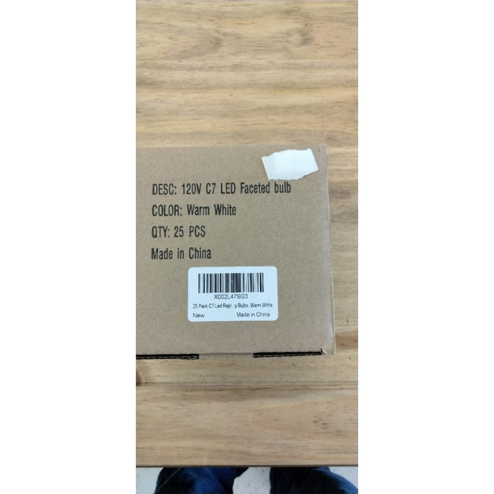 25 Pack C7 Led Replacement Christmas Light Bulb, C7 Shatterproof Led Bulbs for Christmas String Lights, E12 Candelabra Base, Commercial Grade Dimmable Holiday Bulbs, Warm White