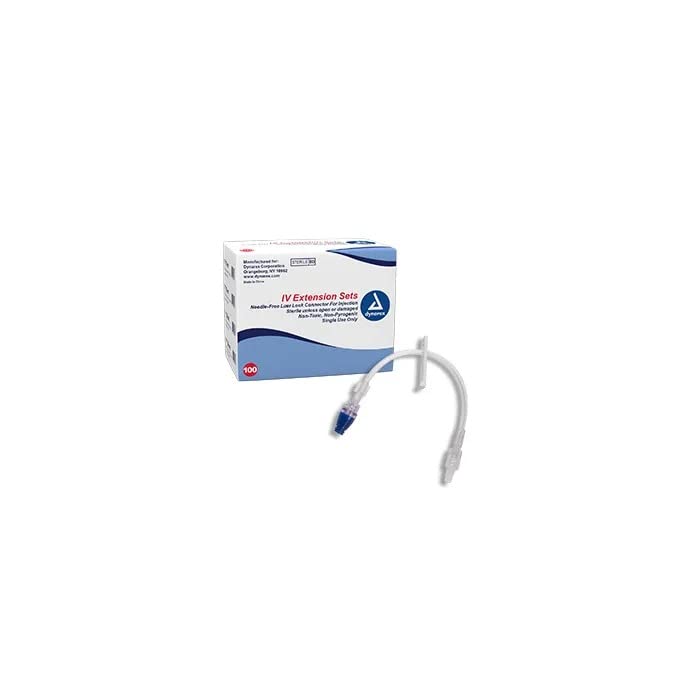 Dynarex 7062 IV Extension Set with NeedleFRee Ll Connector, 8" Length, Pack of 100